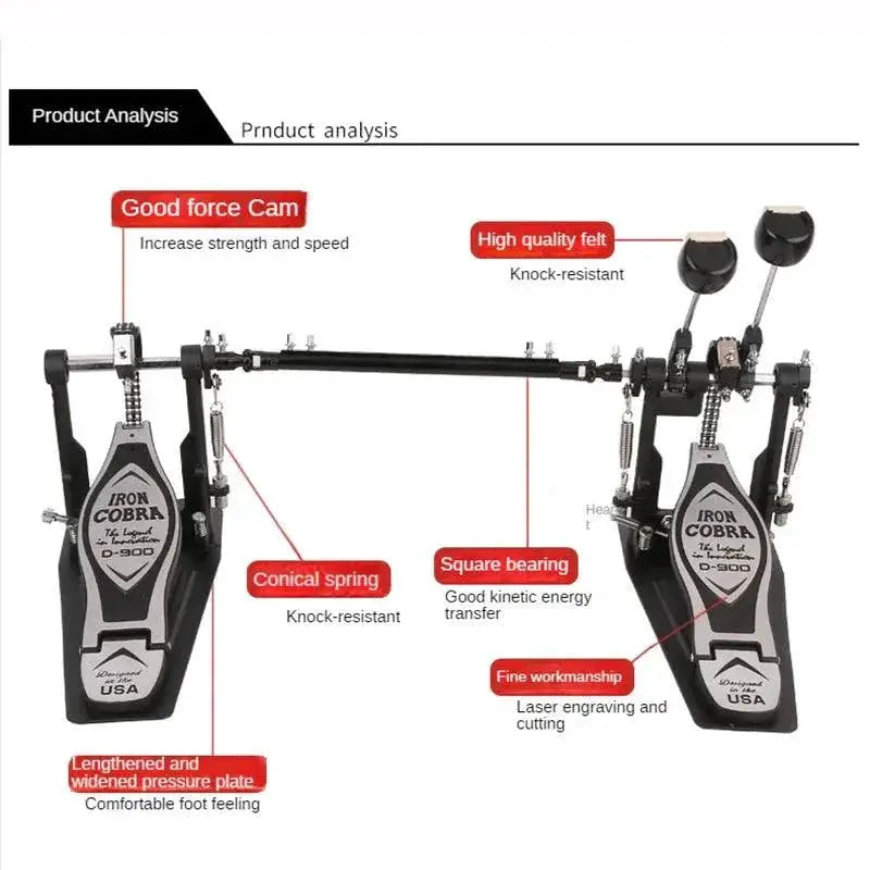 Aluminum Alloy Double Drum Pedal Set For Professionals