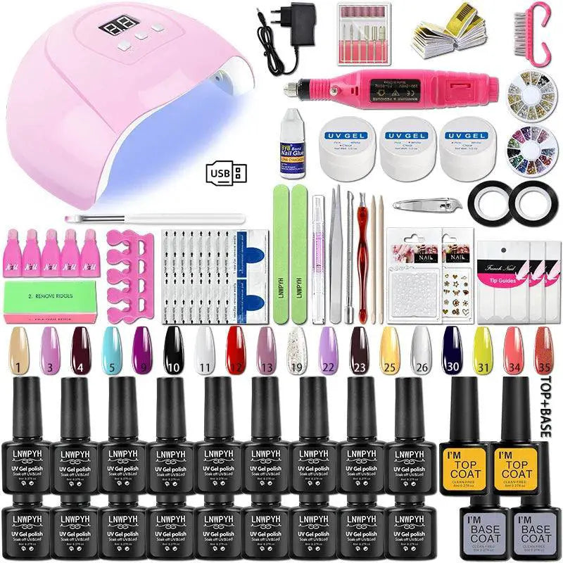 Professional Nail Art Set With UV Lamp And Gel Polish Kit