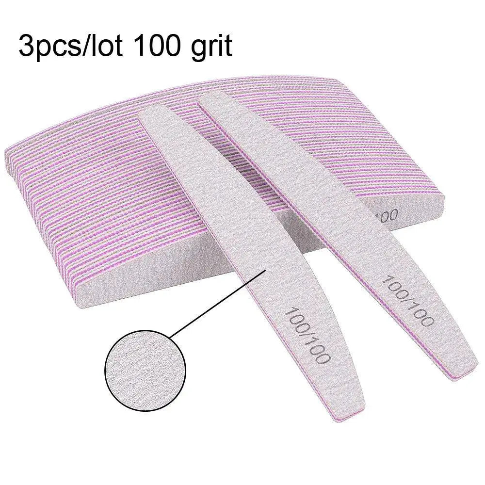 Salon-Quality Nail File Set for Pros — 3pcs mix grit
