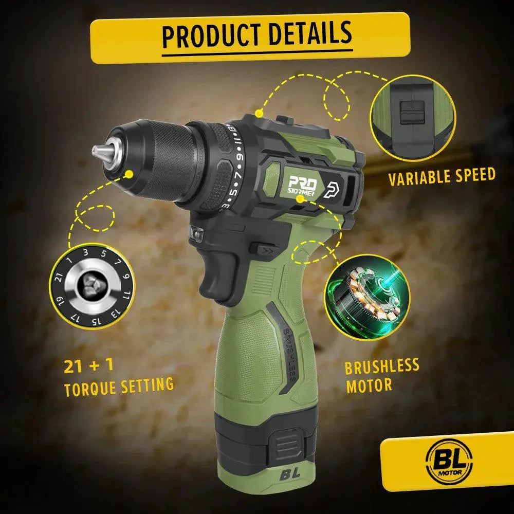 Prostormer 17V Cordless Brushless Drill 55Nm Torque
