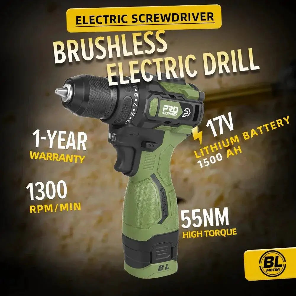 Prostormer 17V Cordless Brushless Drill 55Nm Torque