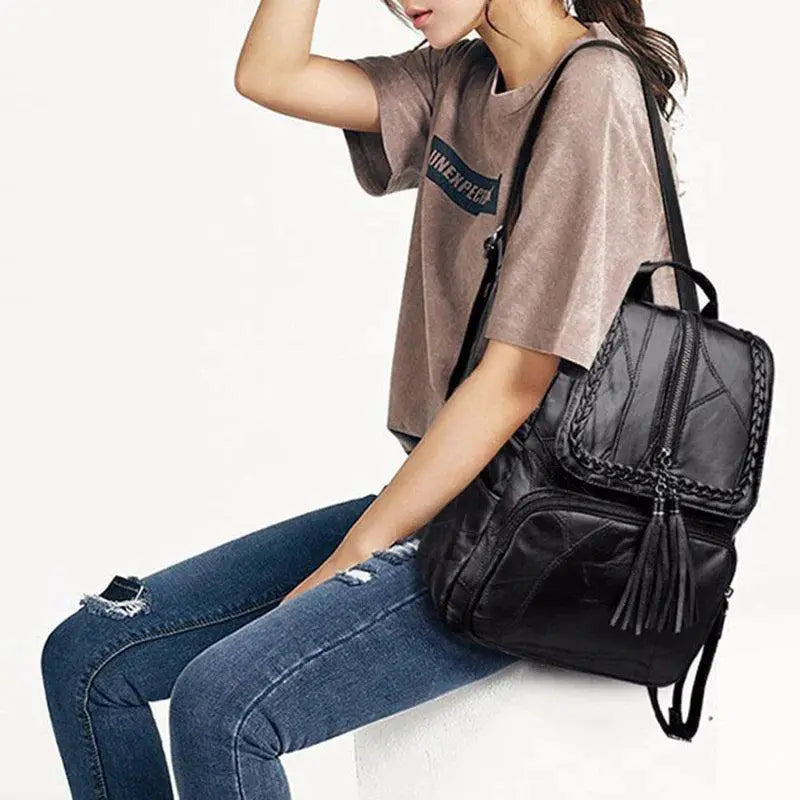 PU Leather Fashion Women Backpack Large Capacity Makeup Bag