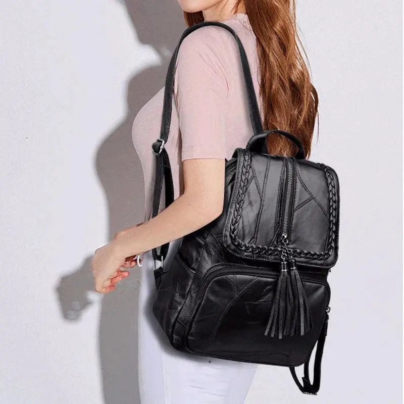 PU Leather Fashion Women Backpack Large Capacity Makeup Bag