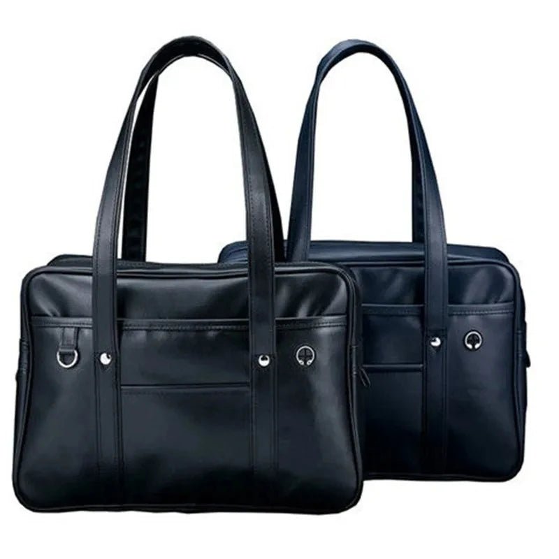 PU Leather Japanese Style Handbag Tote Large Capacity Waterproof Unisex Carryall