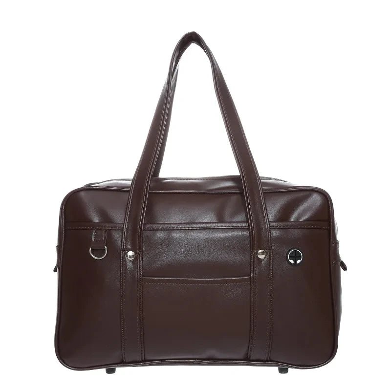 PU Leather Japanese Style Handbag Tote Large Capacity Waterproof Unisex Carryall