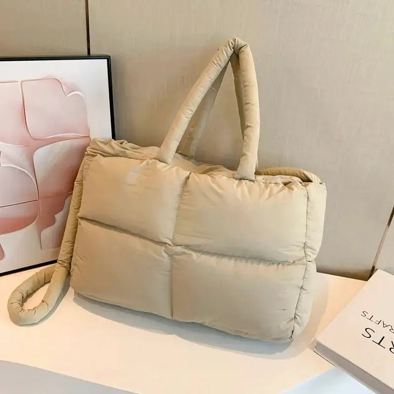 Puffer Tote Bag for Women Lightweight Down Cotton Handbag - OurLum.com