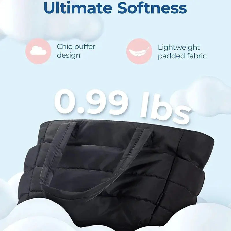 Puffy Tote Bag for Women Large Square Cotton Padded Purse - OurLum.com
