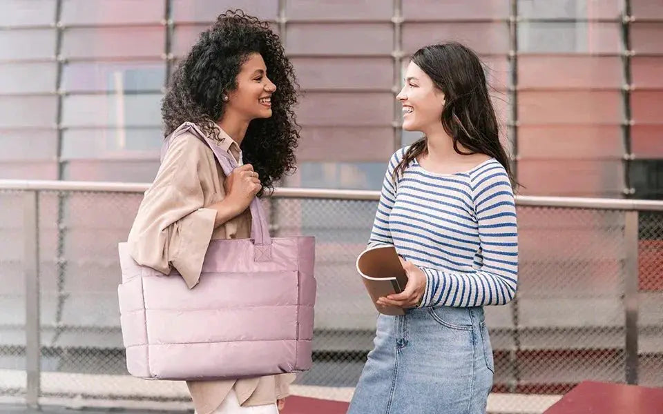 Puffy Tote Bag for Women Large Square Cotton Padded Purse - OurLum.com
