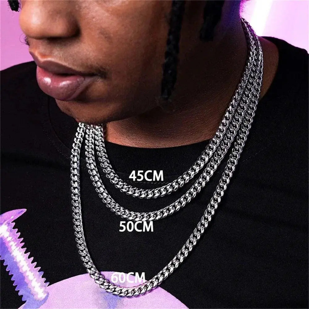 Punk Stainless Steel Curb Chain Necklaces Black Gold Chokers