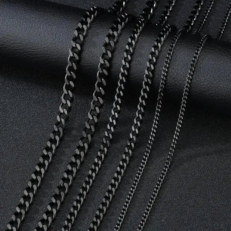 Punk Stainless Steel Curb Chain Necklaces Black Gold Chokers