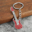Punk Style Electric Guitar Keychain Vintage Heart Star Charms