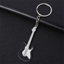 Punk Style Electric Guitar Keychain Vintage Heart Star Charms