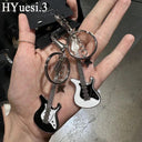 Punk Style Electric Guitar Keychain Vintage Heart Star Charms
