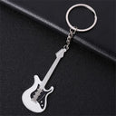 Punk Style Electric Guitar Keychain Vintage Heart Star Charms