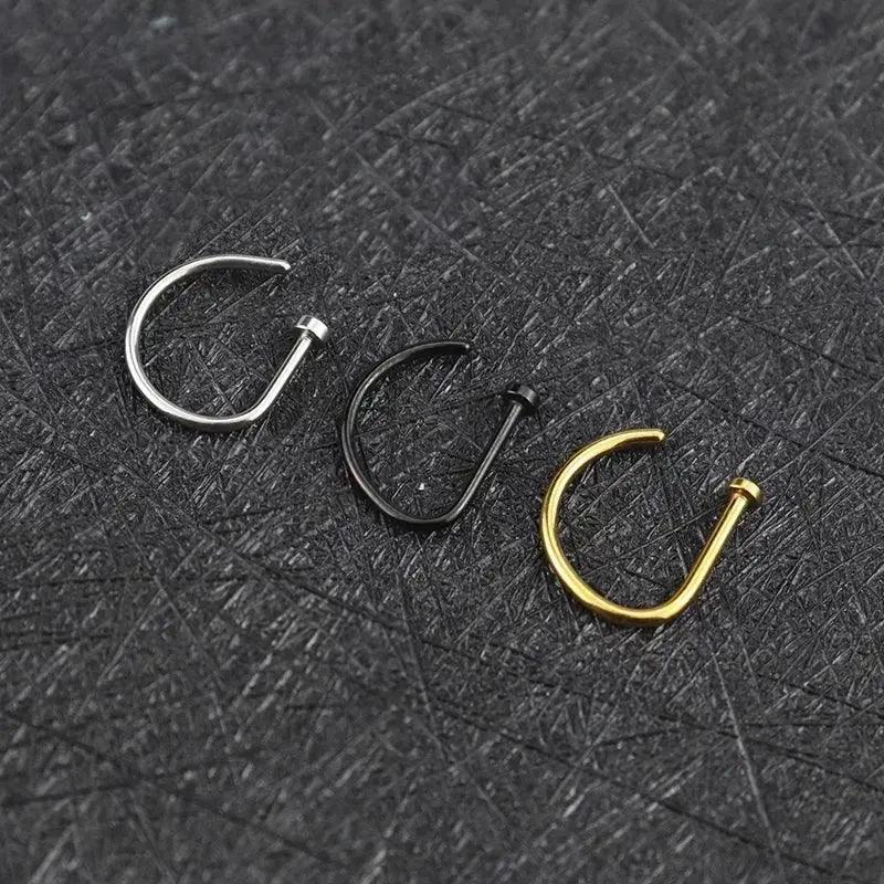 Punk Style Stainless Steel Fake Nose Ring Earrings Unisex