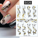Purple Smoke Marble Nail Stickers Golden Wave Trendy Manicure