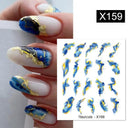 Purple Smoke Marble Nail Stickers Golden Wave Trendy Manicure