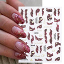 Purple Smoke Marble Nail Stickers Golden Wave Trendy Manicure