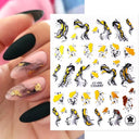 Purple Smoke Marble Nail Stickers Golden Wave Trendy Manicure