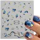 Purple Smoke Marble Nail Stickers Golden Wave Trendy Manicure