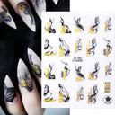 Purple Smoke Marble Nail Stickers Golden Wave Trendy Manicure