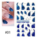 Purple Smoke Marble Nail Stickers Golden Wave Trendy Manicure