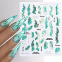 Purple Smoke Marble Nail Stickers Golden Wave Trendy Manicure