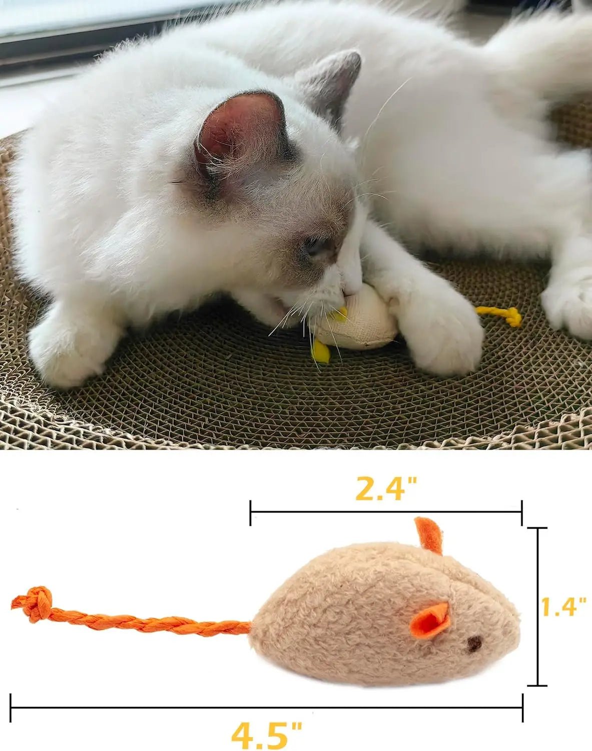 PurrfectPlay Catnip Plush Rattle Mouse Toys - Interactive Indoor Cat Enrichment