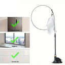 PurrJoy Cat Teaser Toy - Interactive Bell And Feather Wand With Long Suction Cup