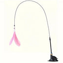 PurrJoy Cat Teaser Toy - Interactive Bell And Feather Wand With Long Suction Cup