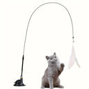 PurrJoy Cat Teaser Toy - Interactive Bell And Feather Wand With Long Suction Cup