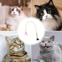 PurrJoy Cat Teaser Toy - Interactive Bell And Feather Wand With Long Suction Cup