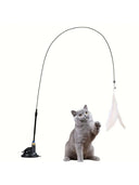 PurrJoy Cat Teaser Toy - Interactive Bell And Feather Wand With Long Suction Cup