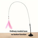 PurrJoy Cat Teaser Toy - Interactive Bell And Feather Wand With Long Suction Cup