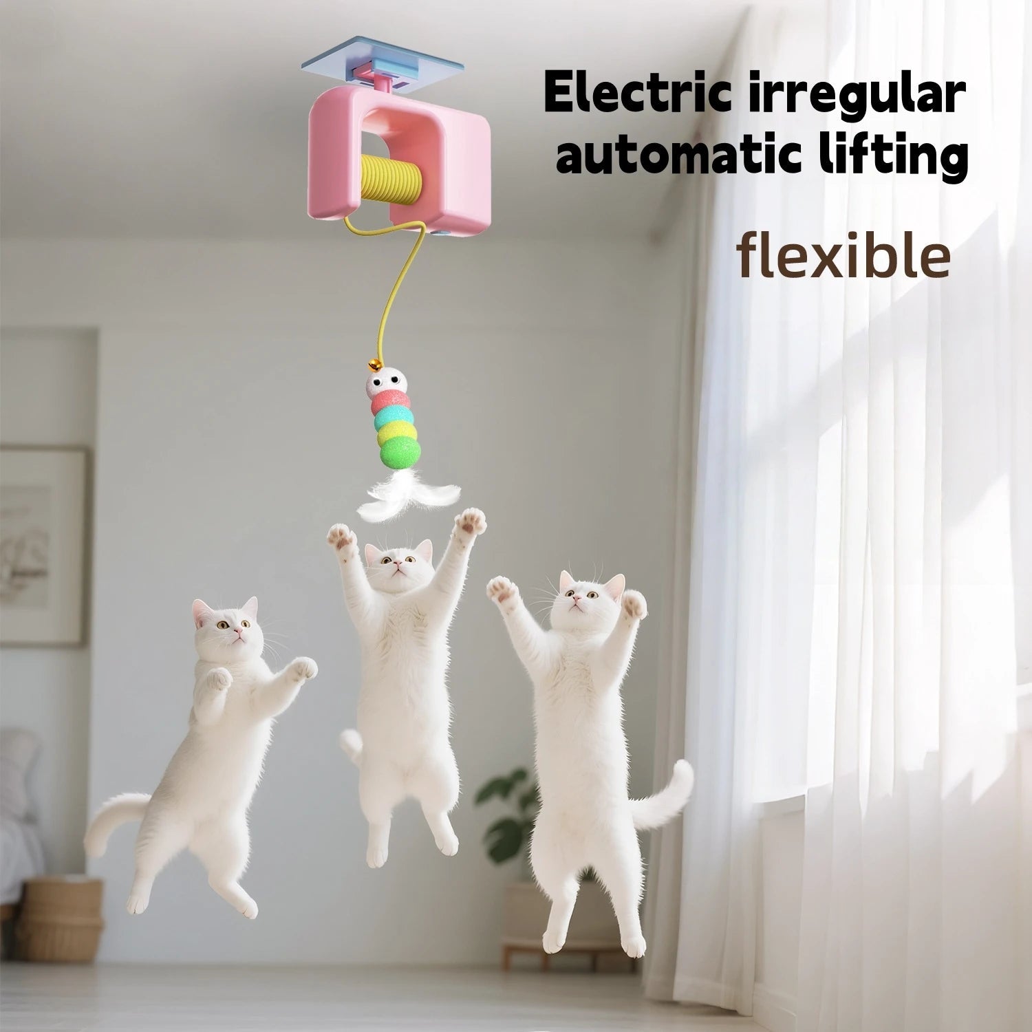 PurrPlay Electric Cat Toy With Two Ropes Auto Swing Feather Toy - Self Entertain