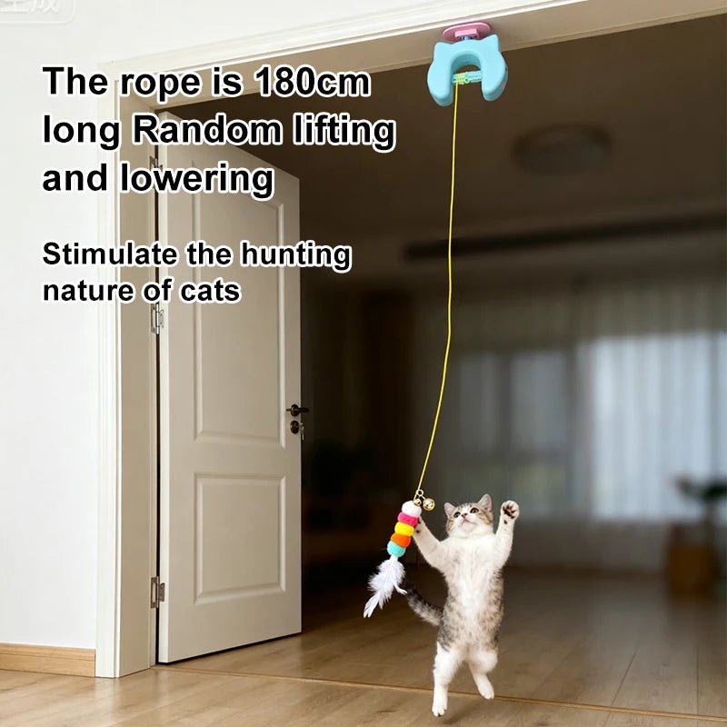 PurrPlay Electric Cat Toy With Two Ropes Auto Swing Feather Toy - Self Entertain
