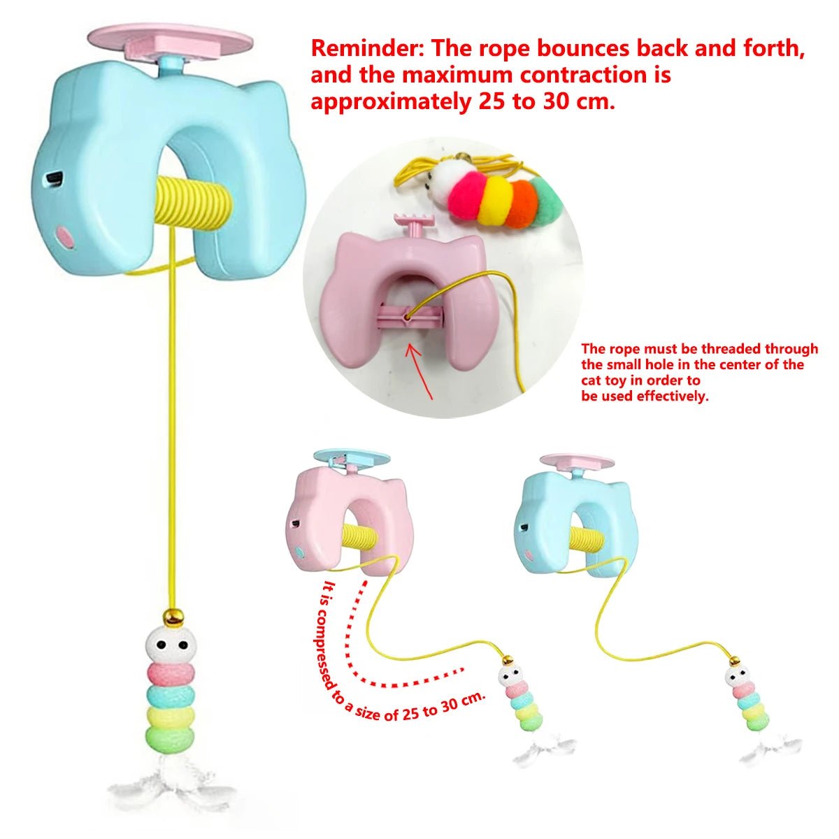PurrPlay Electric Cat Toy With Two Ropes Auto Swing Feather Toy - Self Entertain