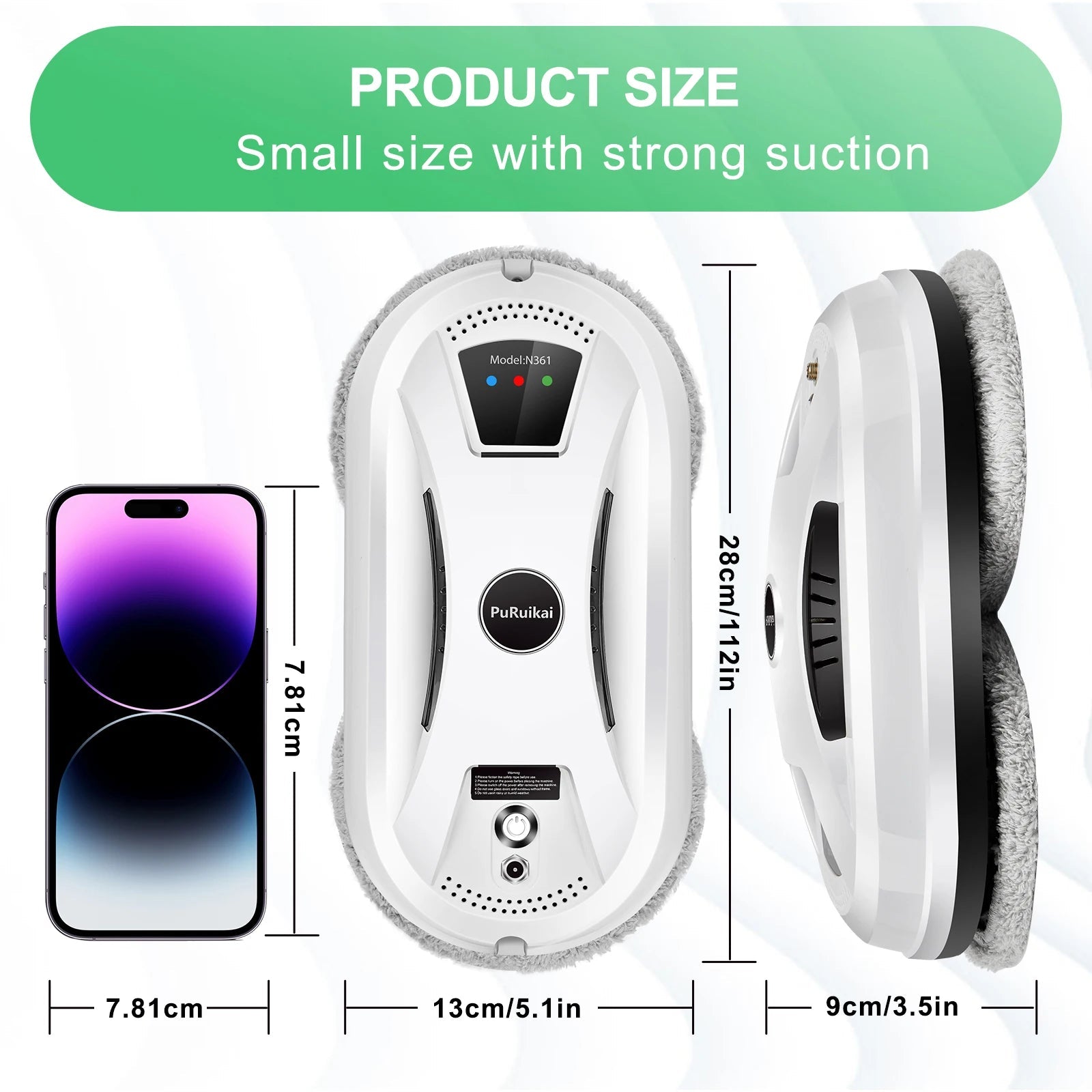 PuRuiKai Home Window Cleaning Robot Smart Glass Vacuum Cleaner One Key Operation