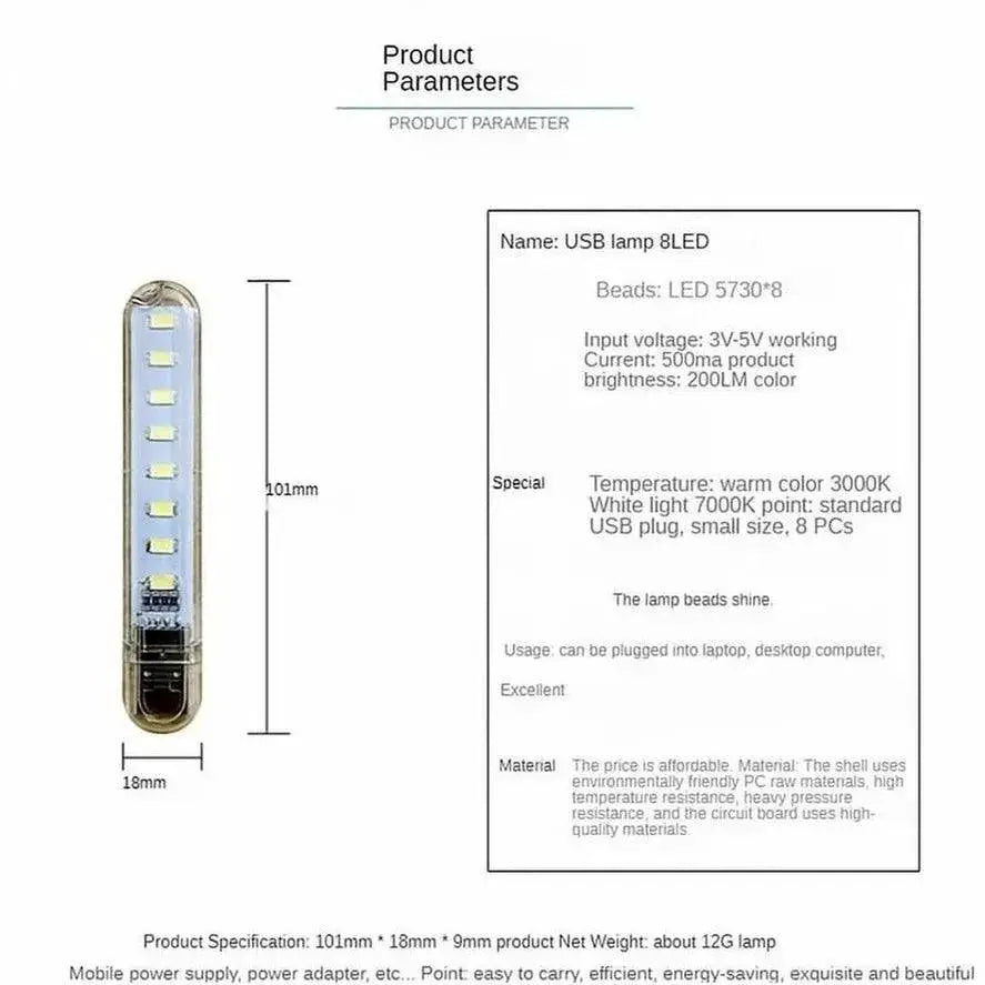 PwwQmm Mini USB LED Table Lamp Portable Reading Desk Light