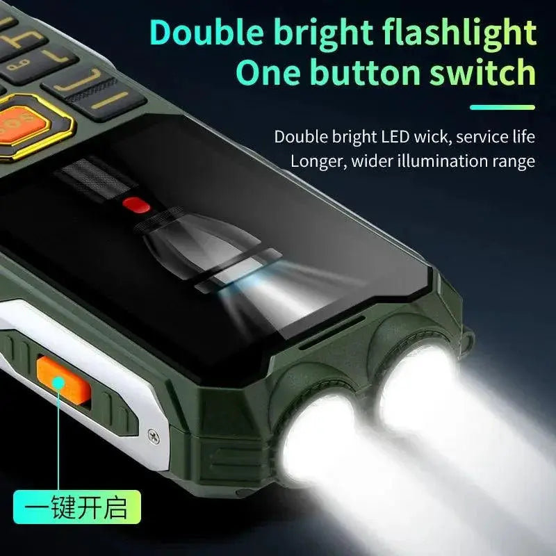 Q8 GSM 2G Rugged Mobile Phone Big Battery Double Flashlight