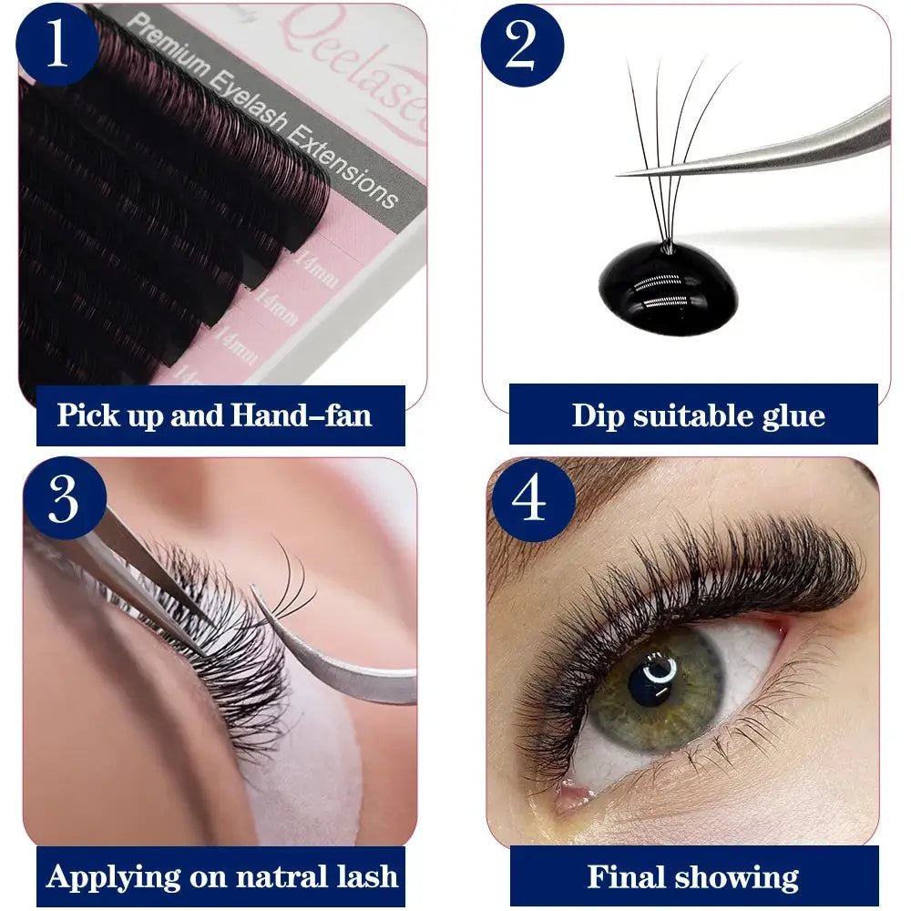 Qeelasee Mink False Eyelash Extensions for Professional Volume Fans Wholesale