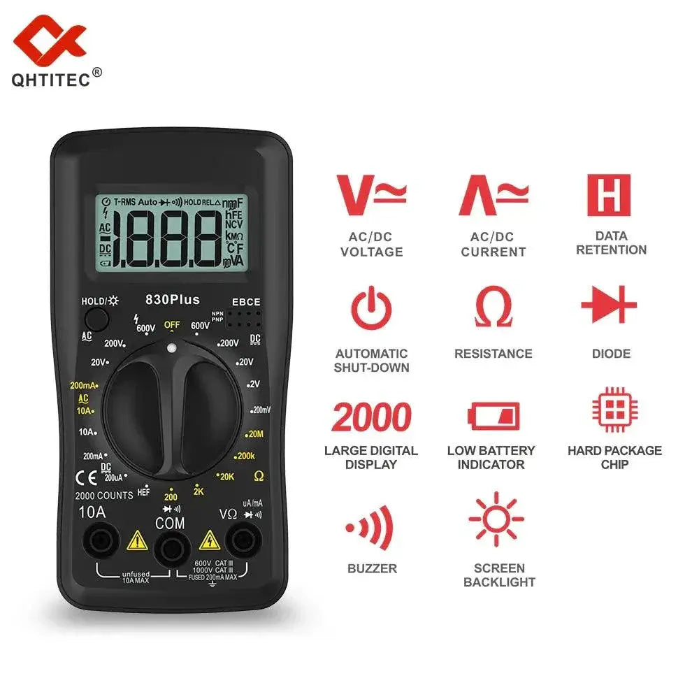 QHTITEC 830Plus Digital Multimeter True RMS Tester