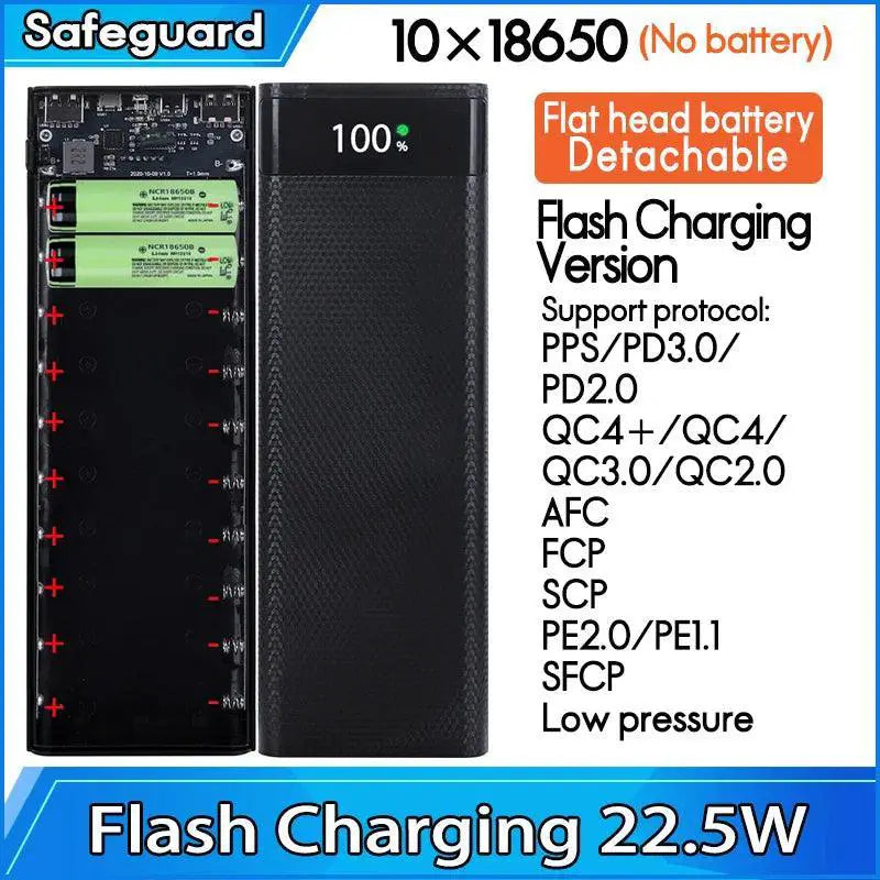 Power Bank Case 18650 Battery Box USB Type C 22.5W QC3.0