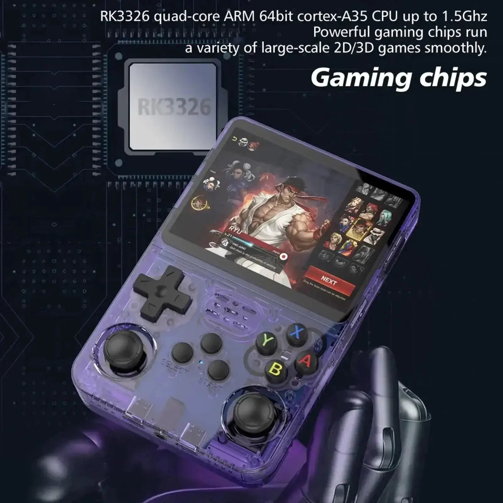 R36S Handheld Game Console 3.5 Inch IPS Screen 64G Linux