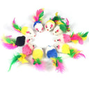 Rabbit Fur Feather Rainbow Ball Cat Toy Interactive Fun