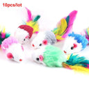 Rabbit Fur Feather Rainbow Ball Cat Toy Interactive Fun