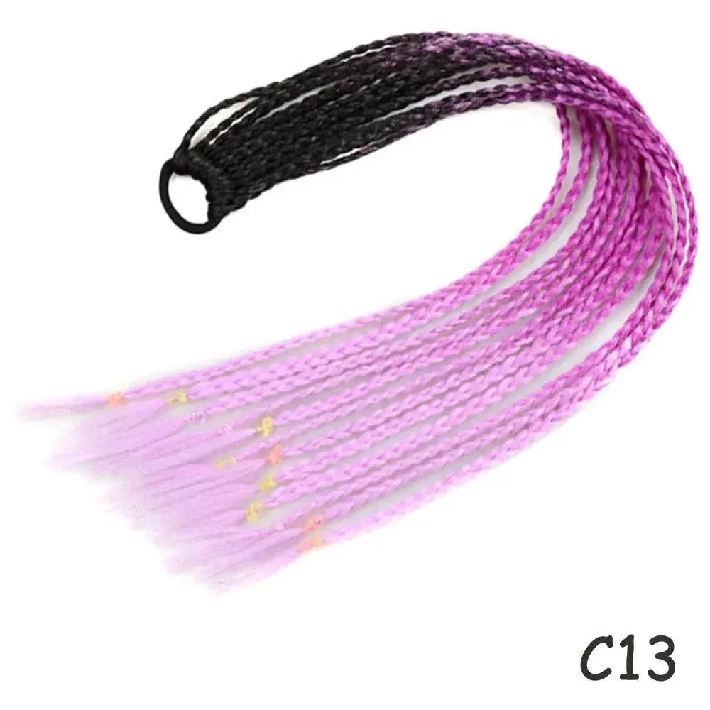 Rainbow Braided Ponytail Hair Extension Colorful Pigtail Fun