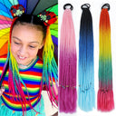 Rainbow Braided Ponytail Hair Extension Colorful Pigtail Fun