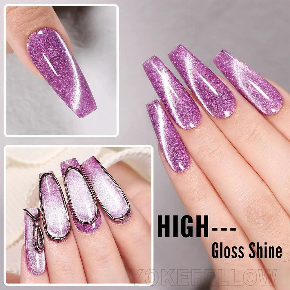 Rainbow Cat Eye Gel Polish Vibrant Colors And Glitter