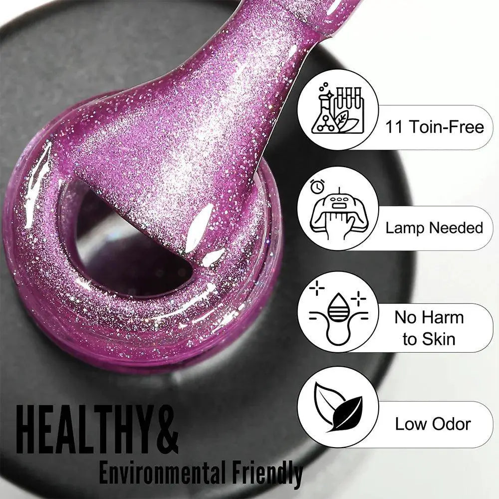 Rainbow Cat Eye Gel Polish Vibrant Colors And Glitter